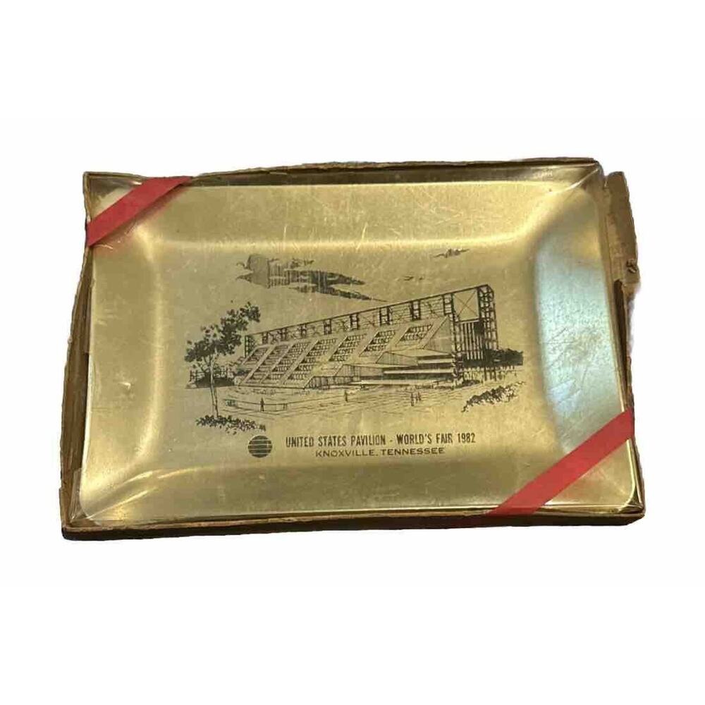 1982 World's‎ Fair Knoxville Tennessee Metal Tray United States Pavilion Trinket